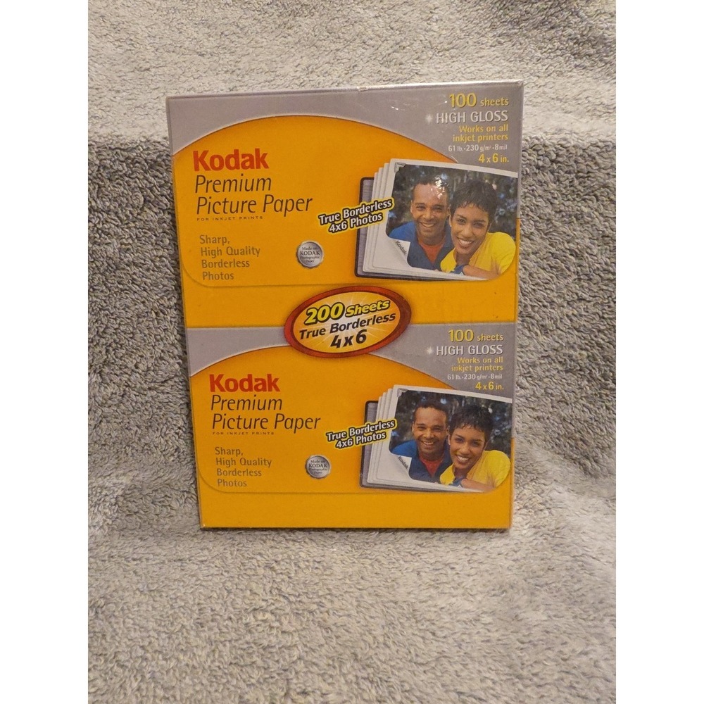 KODAK Premium‎ Picture Paper, 200 sheets, High Gloss 4"x 6" New Sealed